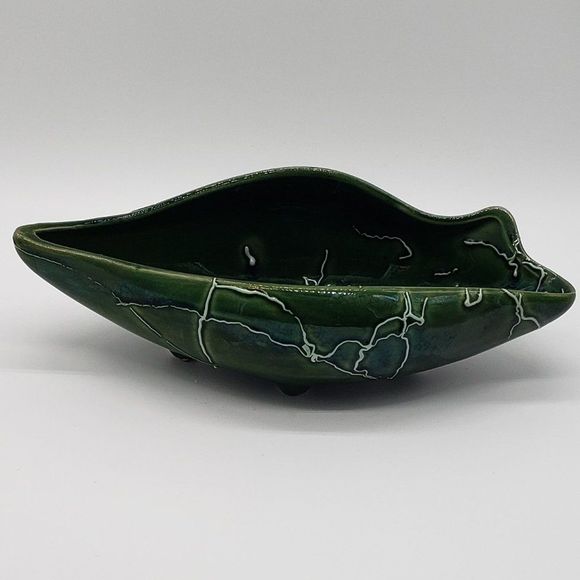 Vintage MCM Beauceware Canada Ceramic Spatter or Drip Glaze Console Bowl Planter - Picture 16 of 17